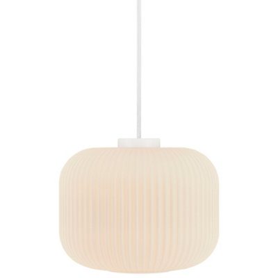 Nordlux Milford Glass Pendant Light Ribbed  White,mains from B&Q