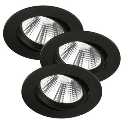 B&Q -  Fremont Metal Downlight 3 Pack Black,mains Led