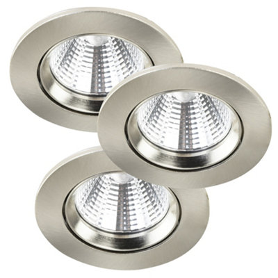 B&Q -  Fremont Metal Downlight 3 Pack Silver,mains Led