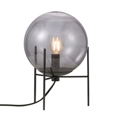 B&Q -  Alton Glass Table Lamp Hand Blown Black,mains