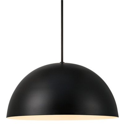 Nordlux Ellen Metal Pendant Light Dome Shade Black,mains from B&Q