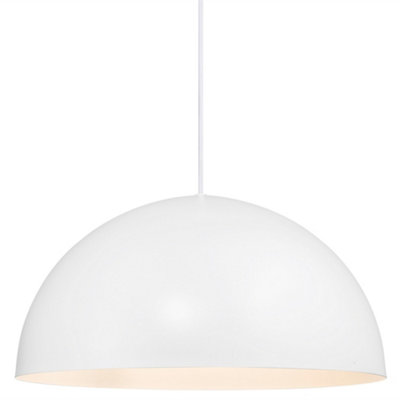 Nordlux Ellen Metal Pendant Light Dome Shade White,mains from B&Q