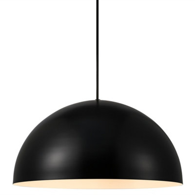 Nordlux Ellen Metal Pendant Light Dome Shade Black,mains from B&Q