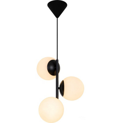 B&Q -  Lilly Metal Pendant Light Hand Blown Glass Black,mains