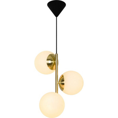 Nordlux Lilly Metal Pendant Light Hand Blown Glass Brass,mains from B&Q