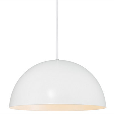 Nordlux Ellen Metal Pendant Light Dome Shade White,mains from B&Q