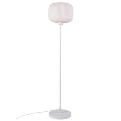 Nordlux Milford Metal Floor Lamp Hand Blown Glass White,mains from B&Q