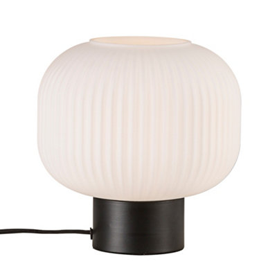 Nordlux Milford Glass Table Lamp Hand Blown Glass Black,mains from B&Q