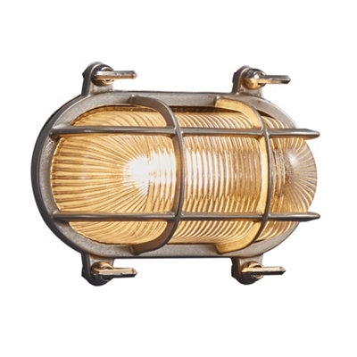 B&Q -  Helford Outdoor Patio Terrace Garden Wall Light In Nickel (Height) 11Cm