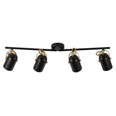B&Q -  Lotus Indoor Spot Light Black Metal E14 Adjustable HeadMains PoweredIp20