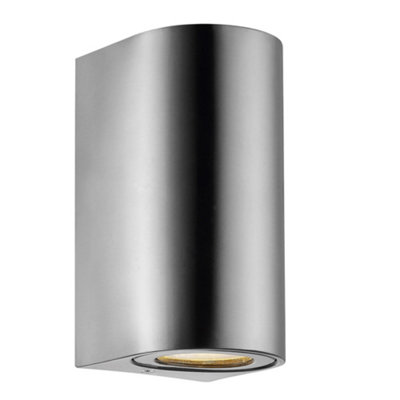 B&Q -  Canto Outdoor Stainless Steel Wall Light Weatherproof Silver,mains