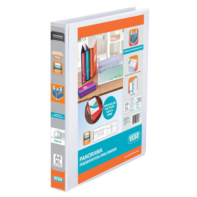 Elba A4 4 D-Ring Binder25mm Capacity40mm SpinePresentation Folder With Customisable CoverPortraitWhite (Pack Of 10) from B&Q