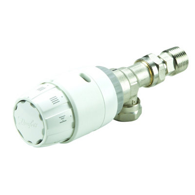 Danfoss Ras-C2 Straight Thermostatic Radiator Valve & Lockshield 15mm 013G6003 from B&Q