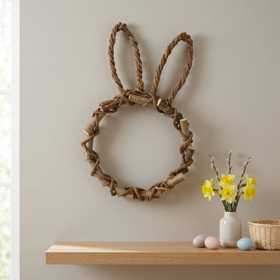 Garden Greatness Woven Twig Rabbit Silhouette Wreath from B&Q