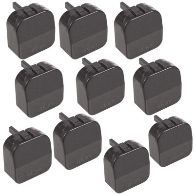B&Q -  Set Of 10Black Eu To Uk 3 Amp Plug Adapter