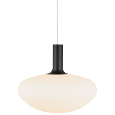 B&Q -  Alton Glass Pendant Light Hand Blown White,mains
