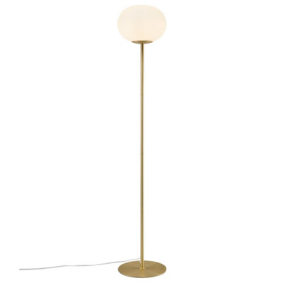 Nordlux Alton Glass Floor Lamp Hand Blown Brass,mains from B&Q
