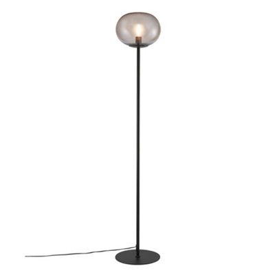 Nordlux Alton Glass Floor Lamp Hand Blown Black,mains from B&Q