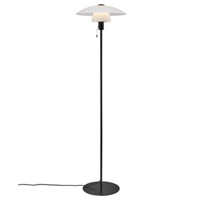 B&Q -  Verona Glass Floor Lamp Cord Switch Black,mains