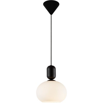 B&Q -  Notti Glass Pendant Light Hand Blown Glass Black,mains