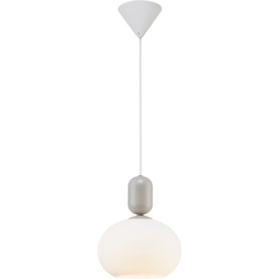 B&Q -  Notti Glass Pendant Light Hand Blown Glass Grey,mains