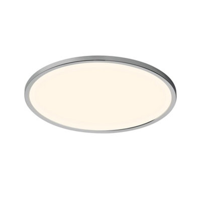 B&Q -  Oja Plastic Ceiling Light 3-Level Dimming Silver,mains Led