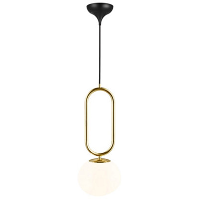 B&Q -  Shapes Glass Pendant Light Hand Blown Glass Brass,mains