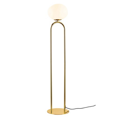 B&Q -  Shapes Glass Floor Lamp Hand Blown Glass Brass,mains