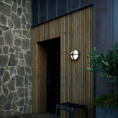 Nordlux Light/Black Cross Outdoor Patio Terrace Aluminium Wall In (Diam) 11Cm
