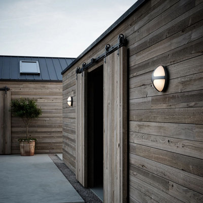 Nordlux Cross Outdoor Patio Terrace Aluminium Wall In (Diam) 13Cm Light/Black