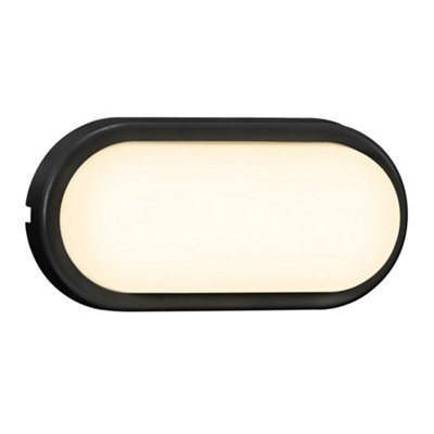 B&Q -  Cuba Outdoor Wall Light Black Plastic Sensor Intergrated Led Ceiling Or Wall MountingMains PoweredIp54