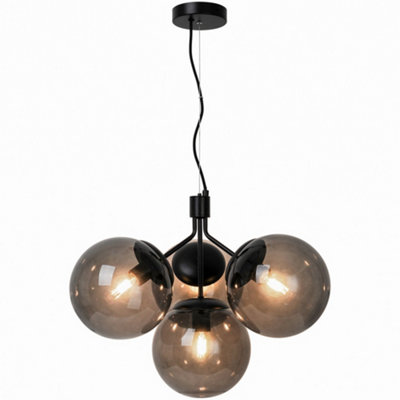Nordlux Ivona Glass Pendant Light Hand Blown Glass Black,mains from B&Q