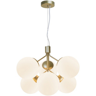 B&Q -  Ivona Glass Pendant Light Hand Blown Glass Brass,mains