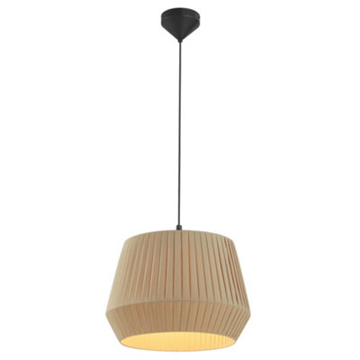 B&Q -  Dicte Textile Pendant Light Hand Pleated Brown,mains