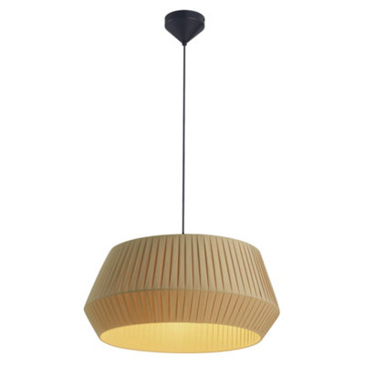 B&Q -  Dicte Textile Pendant Light Hand Pleated Brown,mains