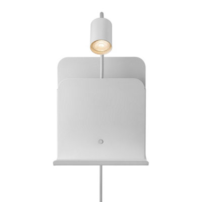 B&Q -  Roomi Metal Wall Light  White,plug In Or Mains