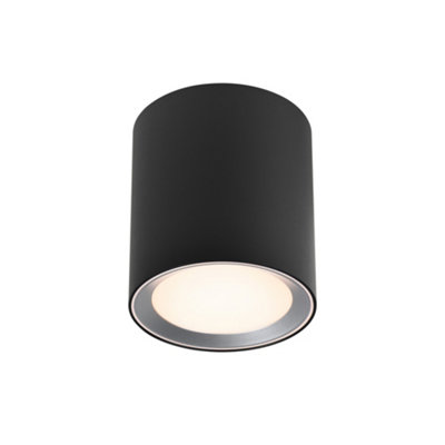 B&Q -  Landon Metal Surface Downlight 3-Level Dimming Black,mains Led