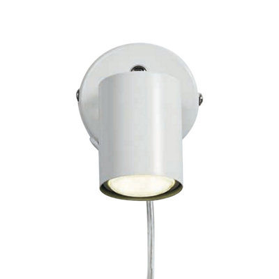 B&Q -  Explore Metal Wall Light  White,plug In Or Mains