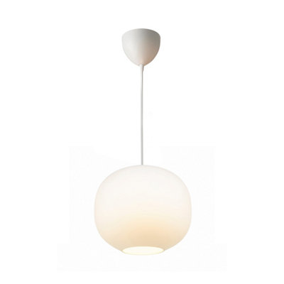 Nordlux Navone Glass Pendant Light Hand Blown Glass White,mains from B&Q