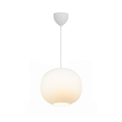 Nordlux Navone Glass Pendant Light Hand Blown Glass White,mains from B&Q