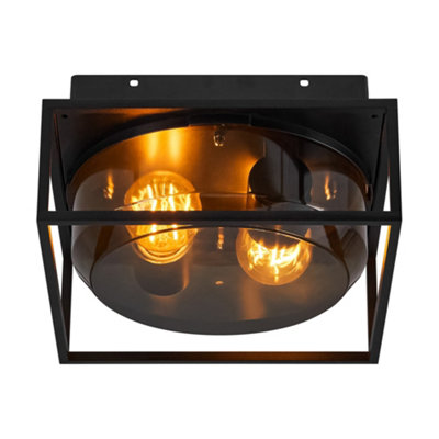 Nordlux Unisex Black Griffin Outdoor Ceiling Light Smoked Metal E27 Ip44 Mains - Image 6