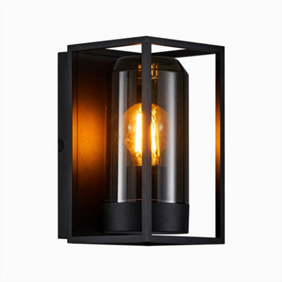 B&Q -  Griffin Outdoor Patio Terrace Garden Wall Light In Smoked (Height) 23.2Cm