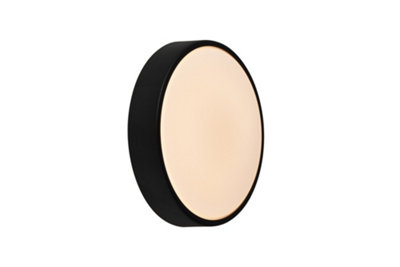Nordlux Light/Black Oliver Round Led Outdoor Patio Garden Terrace Plastic Wall In (Diam) 19.5Cm