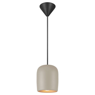 B&Q -  Notti Metal Pendant Light Hand Blown Glass Grey,mains