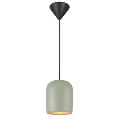 B&Q -  Notti Metal Pendant Light Hand Blown Glass Green,mains