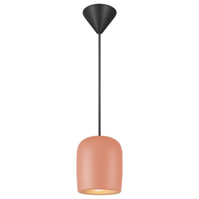 B&Q -  Notti Metal Pendant Light Hand Blown Glass Red,mains