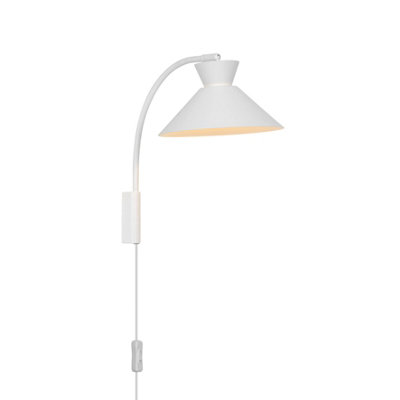 B&Q -  Dial Metal Wall Light  White,plug In Or Mains