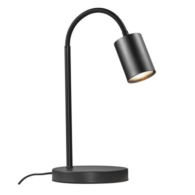 B&Q -  Explore Metal Table Lamp Gooseneck Black,mains