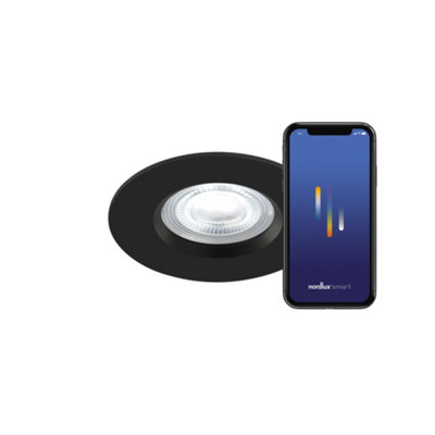 B&Q -  Djay Indoor Downlight Black Plastic Intergrated Led SmartMains PoweredIp65