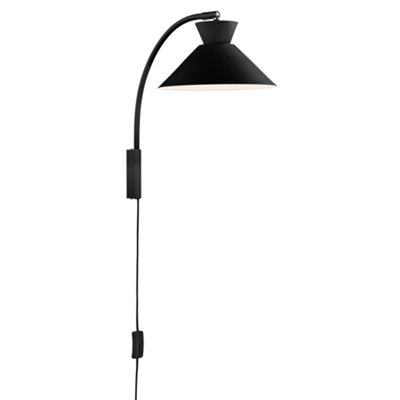 B&Q -  Dial Metal Wall Light  Black,plug In Or Mains
